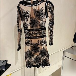 For Love And Lemons Black Floral Mesh Dress